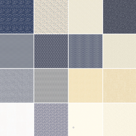Americana Blues and Creams 16 Fat Quarter Sampler Connecting Threads