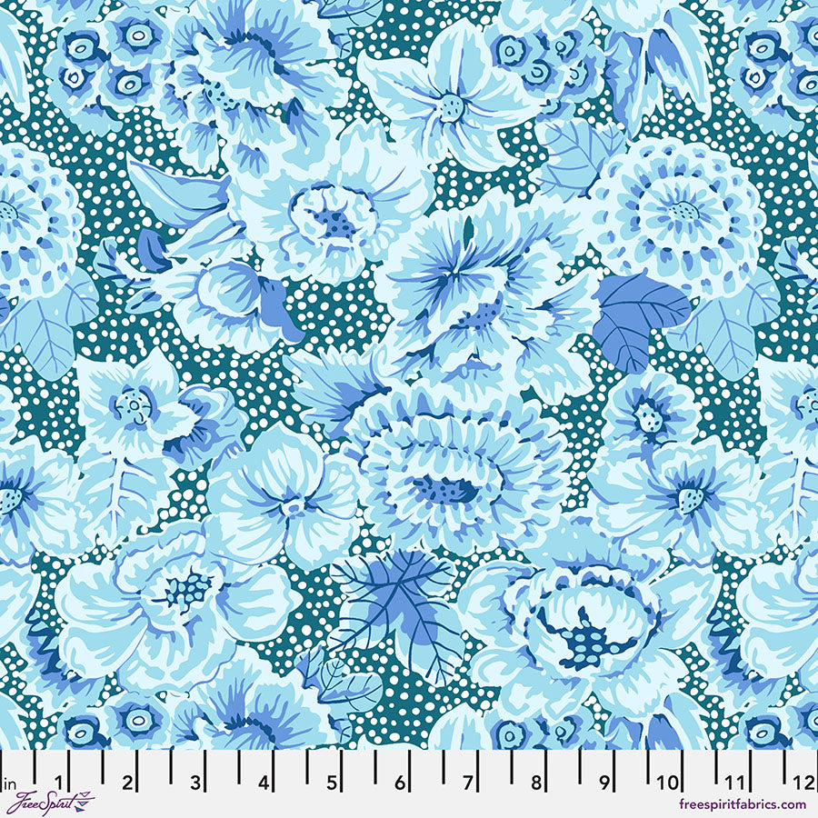 Kaffe Fassett Collective : From the Archives Floral with Dots Blue - PWGP002.BLUE