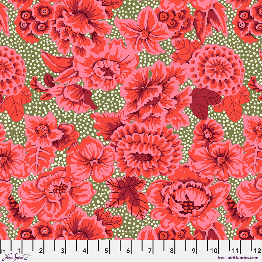 Kaffe Fassett Collective : From the Archives Floral with Dots Red - PWGP002.RED