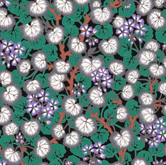 Kaffe Fassett Collective August 2021 Climbing Geraniums Black PW PJ 110 BLACK