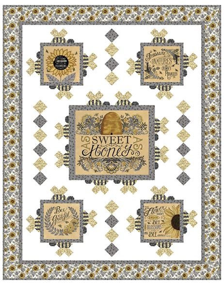 Moda Bee Grateful Panel by Deb Strain -Yellow-M 19960 12