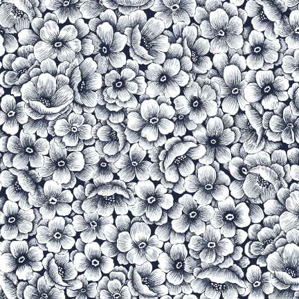 Floral Sketch - Indigo Wide Backing 274cm (108 inches) wide - min cut 50cm