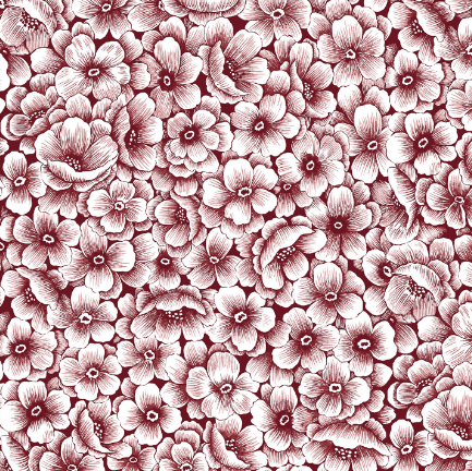 Floral Sketch - Barn Red Wide Backing 274cm (108 inches) wide - min cut 50cm