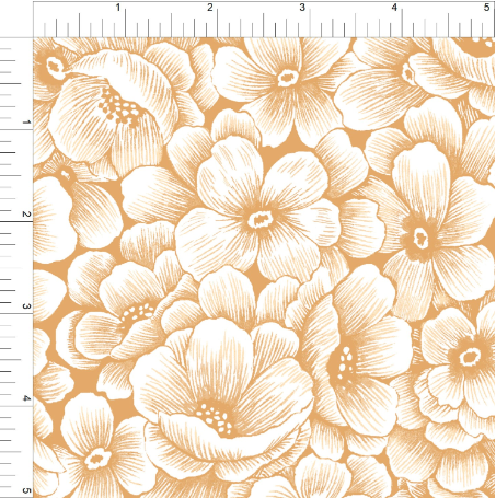 Floral Sketch - Gold Wide Backing 274cm (108 inches) wide - min cut 50cm