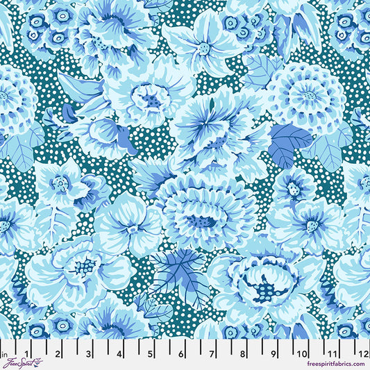 Kaffe Fassett Collective : From the Archives Floral with Dots Blue -  PWGP002.BLUE
