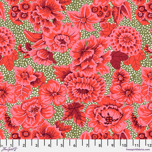 Kaffe Fassett Collective : From the Archives Floral with Dots Red -  PWGP002.RED
