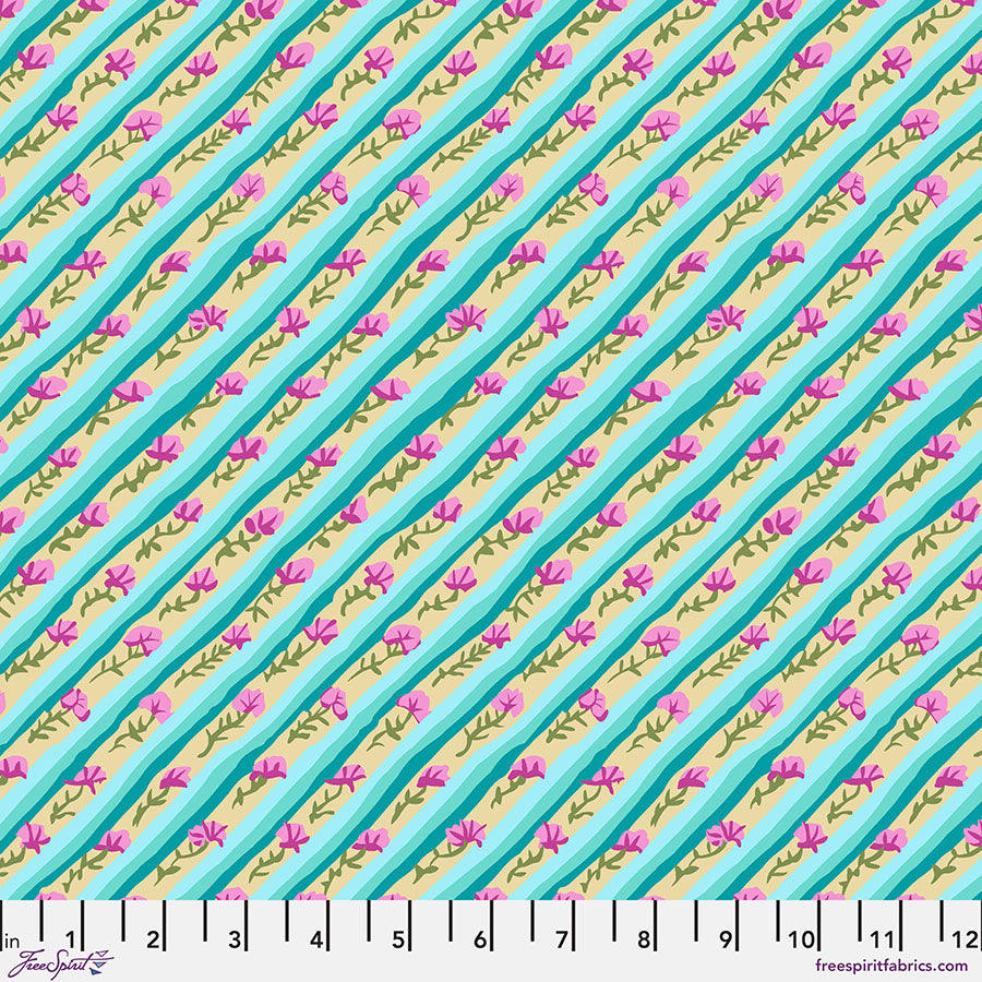 Kaffe Fassett Collective : From the Archives Diagonal Poppy - Duck Egg SKU: PWGP024.DUCKEGG