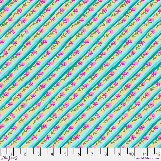 Kaffe Fassett Collective : From the Archives Diagonal Poppy - Duck Egg SKU: PWGP024.DUCKEGG