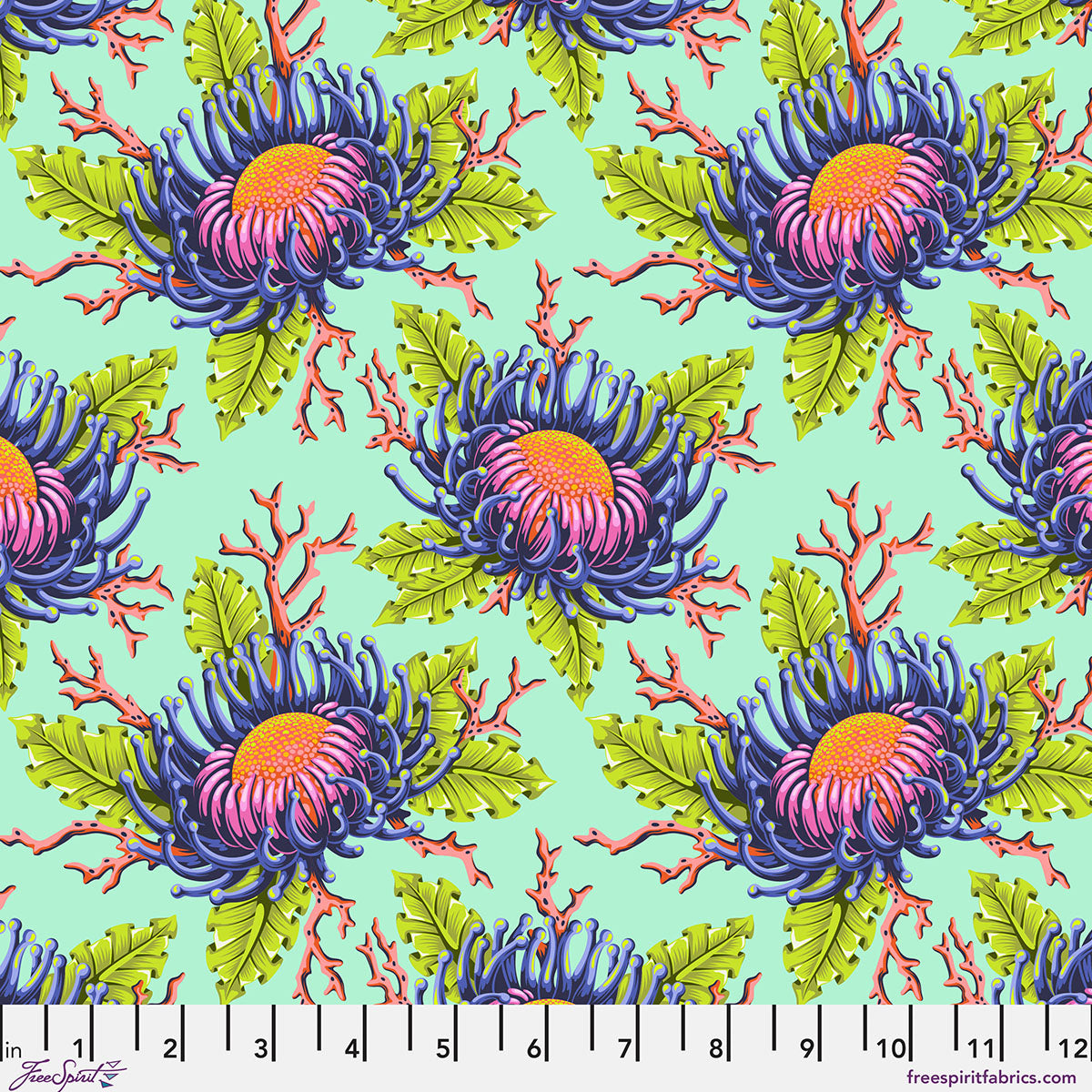Tula Pink  Floral Reef Collection Friends & Anemones Seafoam - PWTP265.SEAFOAM