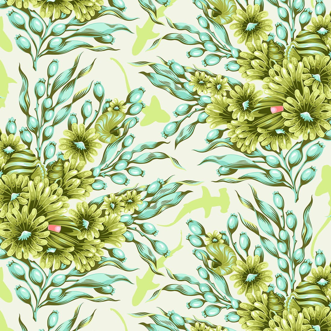Tula Pink  Floral Reef Collection Shadow Sharks Seagrass - PWTP267.SEAGRASS