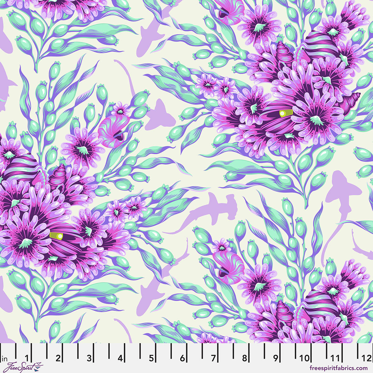Tula Pink  Floral Reef Collection Shadow Sharks Ultraviolet - PWTP267.ULTRAVIOLET