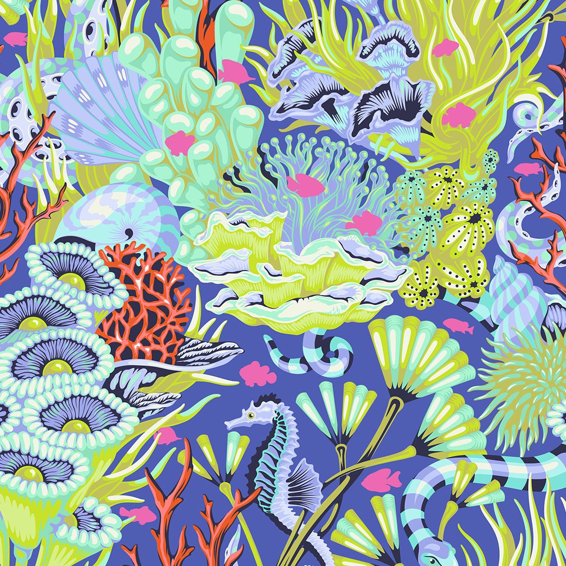Tula Pink  Floral Reef Collection - Reef What You Sew Marine - PWTP264.MARINE