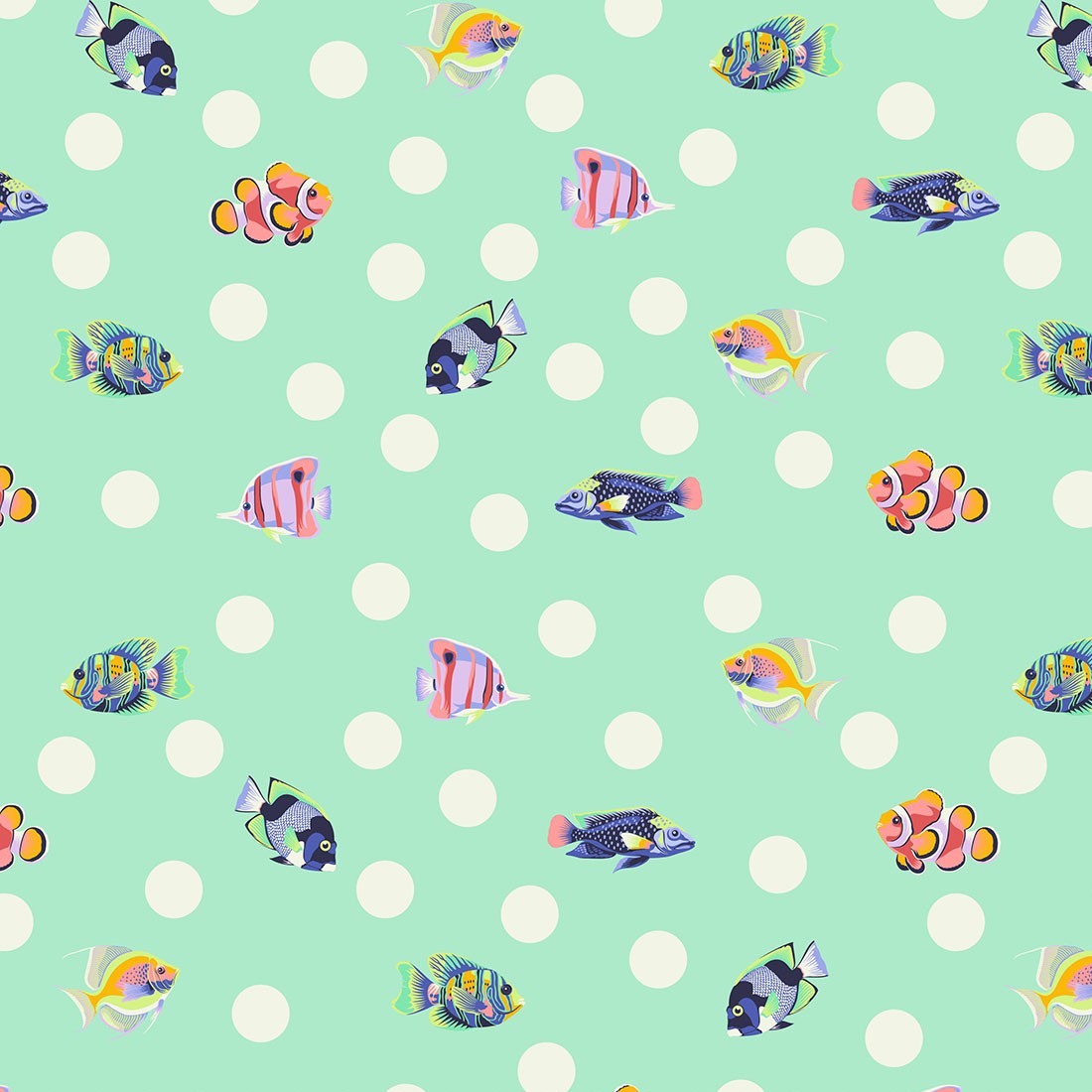 Tula Pink  Floral Reef Collection School Crossing Seafoam - PWTP268.SEAFOAM