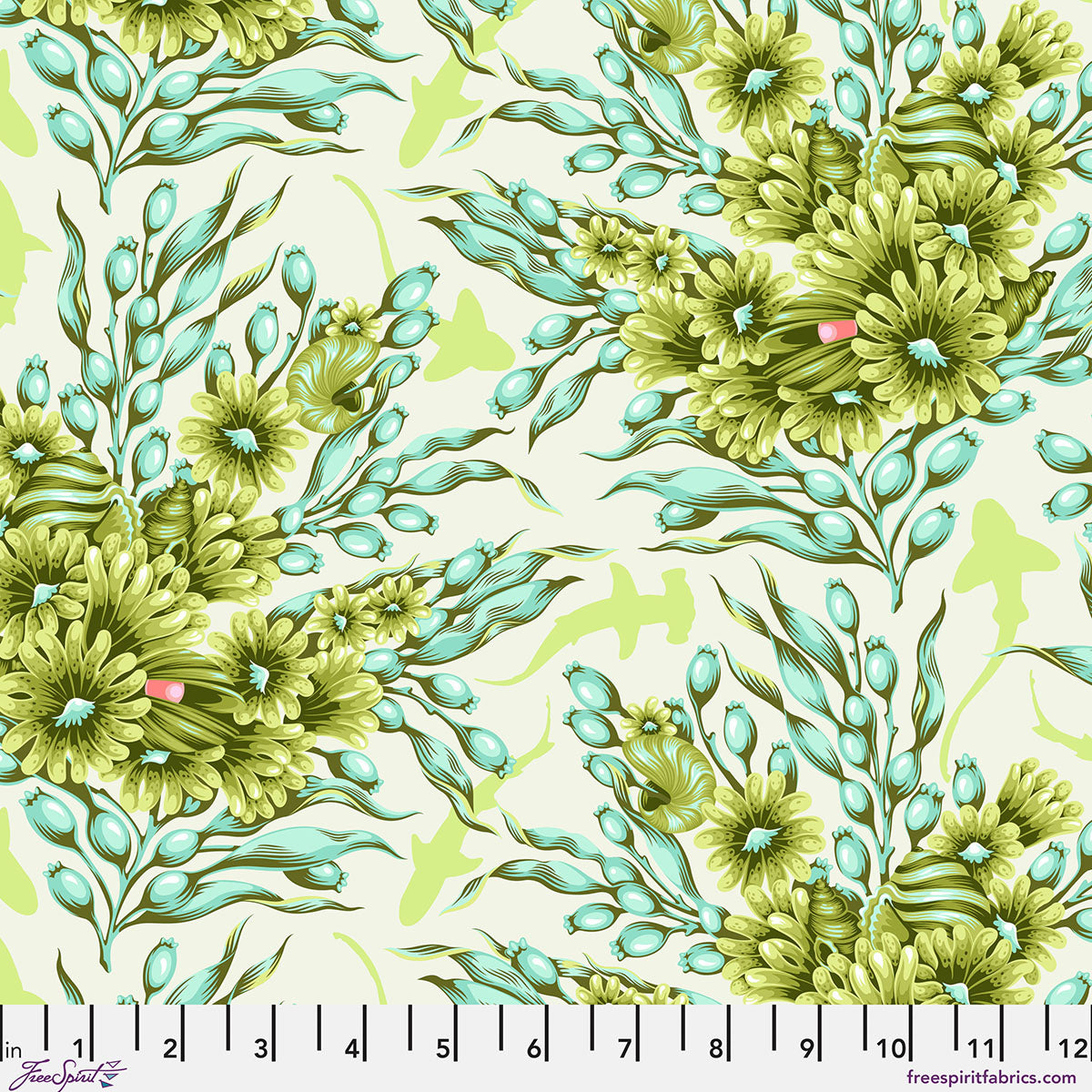 Tula Pink  Floral Reef Collection Shadow Sharks Seagrass - PWTP267.SEAGRASS