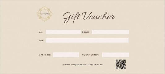 Cosy Cave Quilting Gift Voucher - Hard Copy