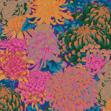 Kaffe Fassett Collective August 2021 Hokusai's Mums Hot PW PJ 107 HOT