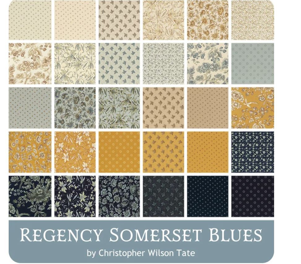 Regency Somerset Blues Hedge Floral Shadow White  M 42361 12