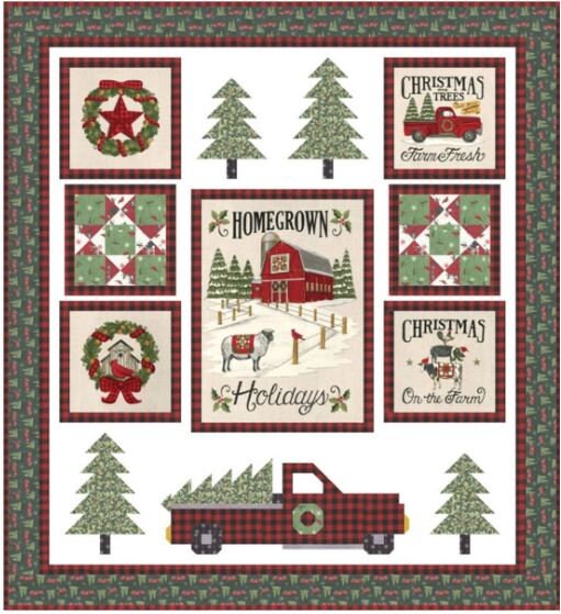 Moda Homegrown Holidays Deb Strain Christmas Panel Farm-Winter White-M1994011